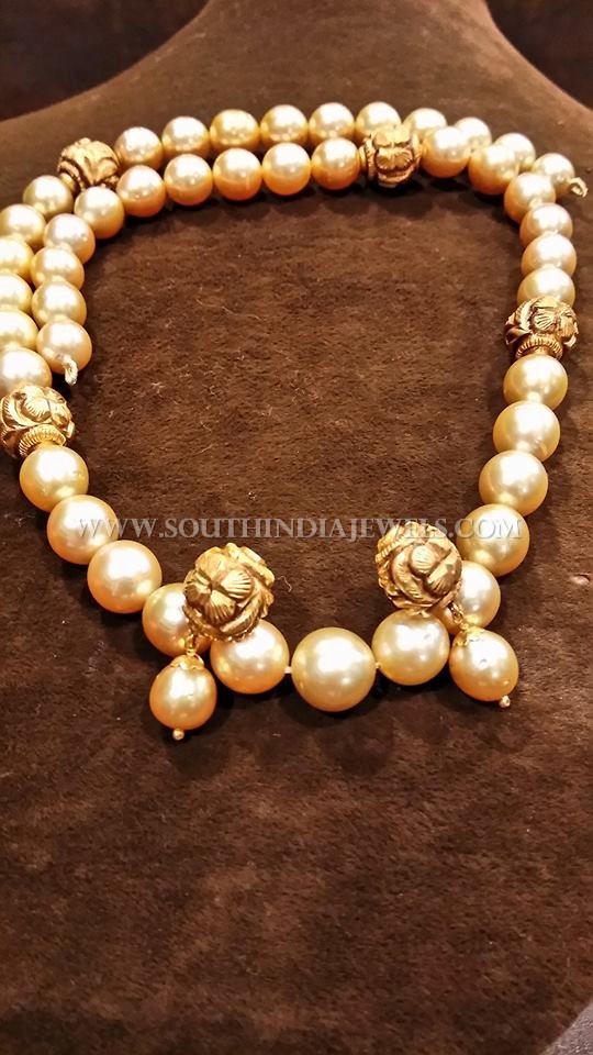 Gold Pearl Mala With Antique Balls