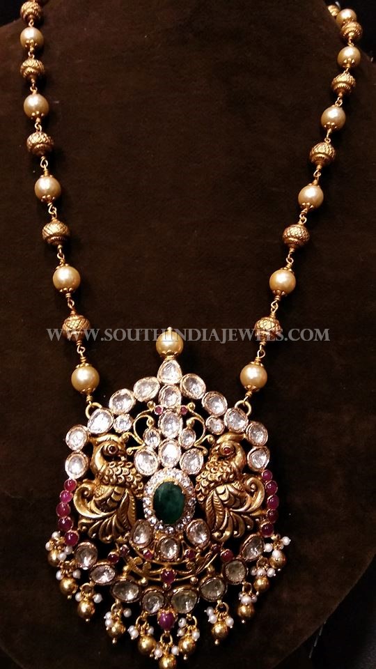Gold Pearl Chain With Antique Pendant