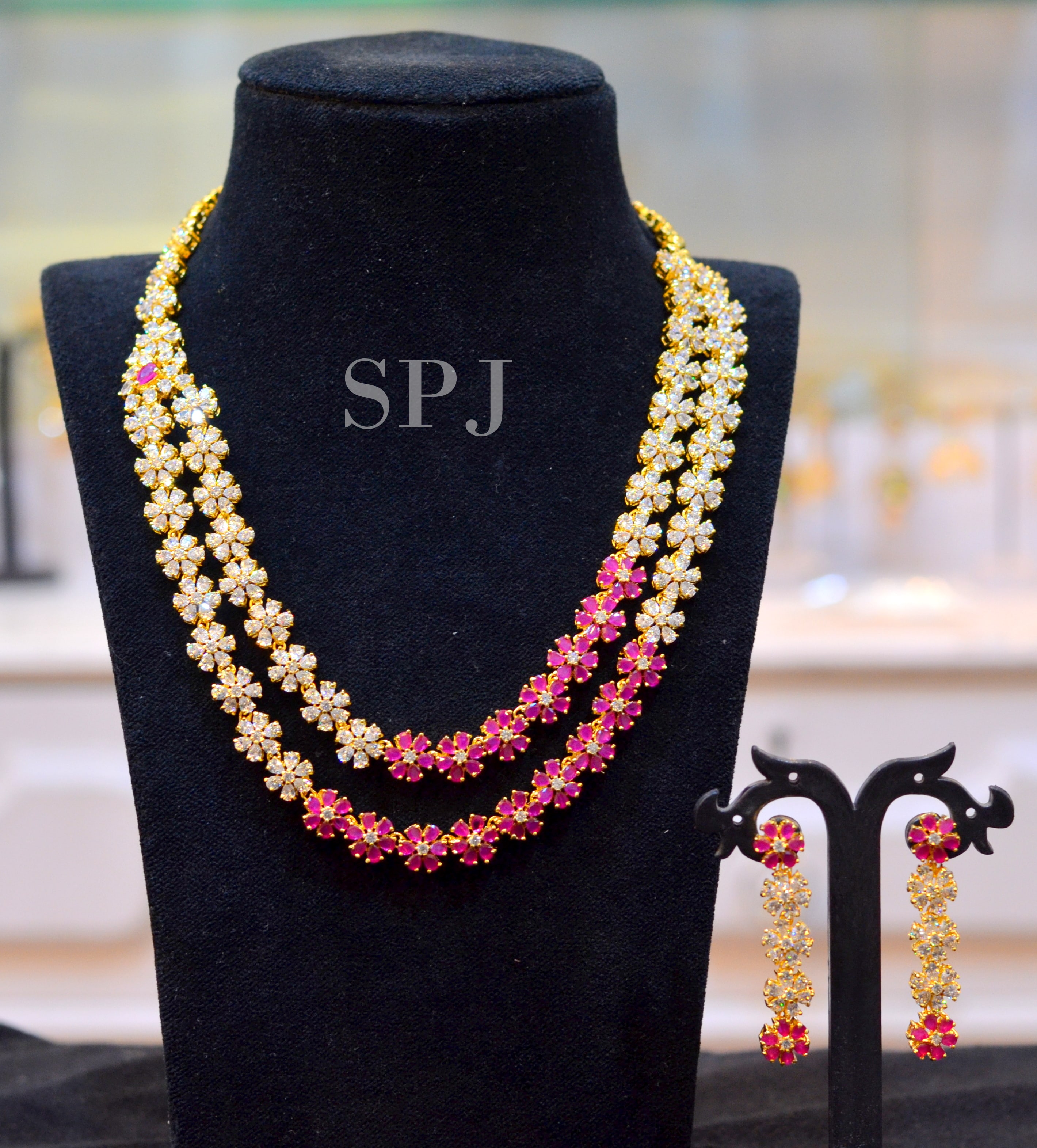 Two Layer Step Ruby Necklace