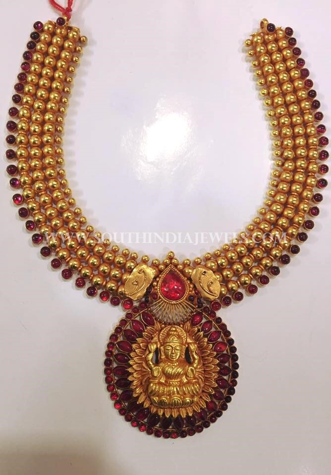 Gold Ruby Lakshmi Choker Necklace