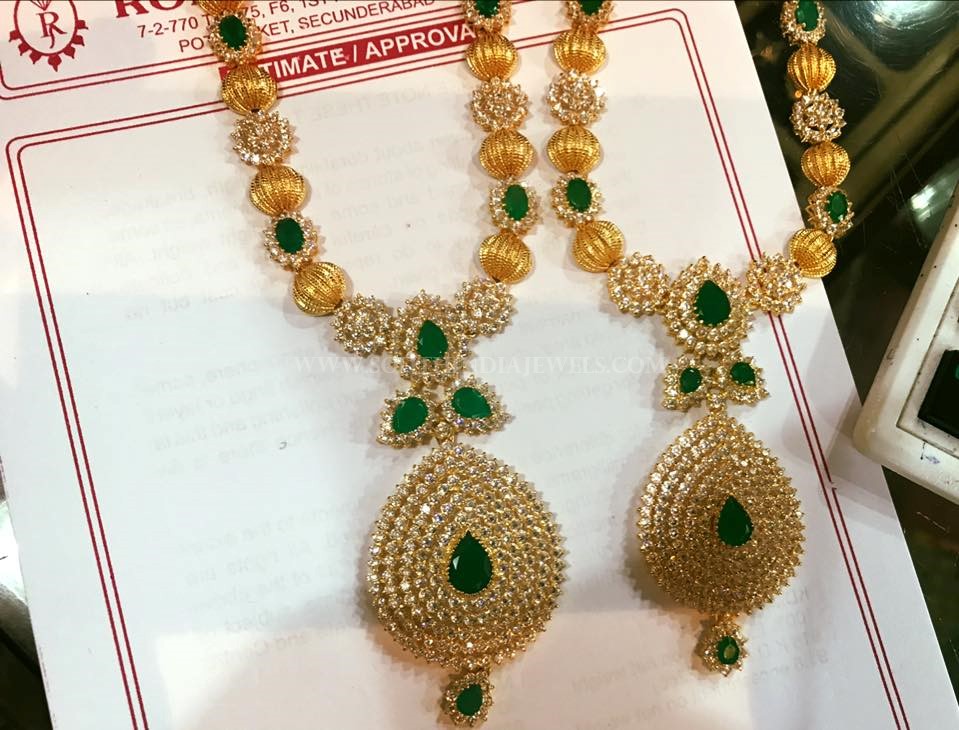 Gold Emerald Necklace From Rohit Jewellers