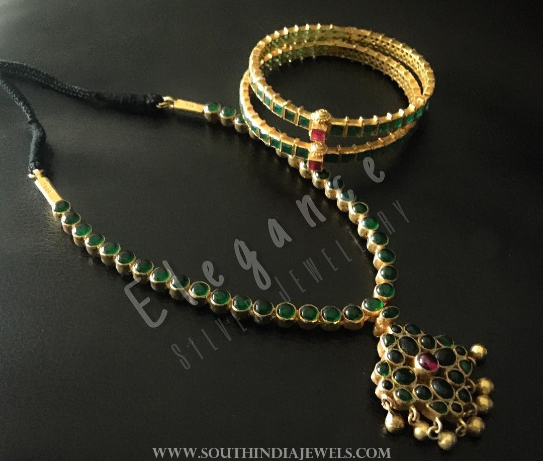 Gold Plated Pure Silver Attigai & Bangle