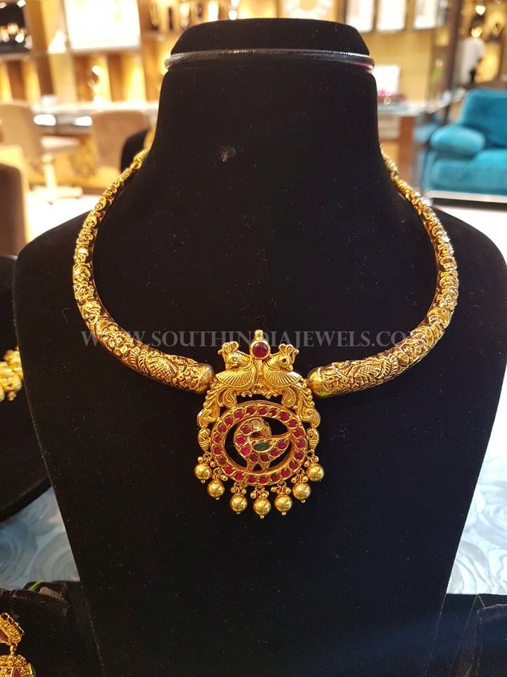 Gold Antique Necklace From Bhavani Jewellers