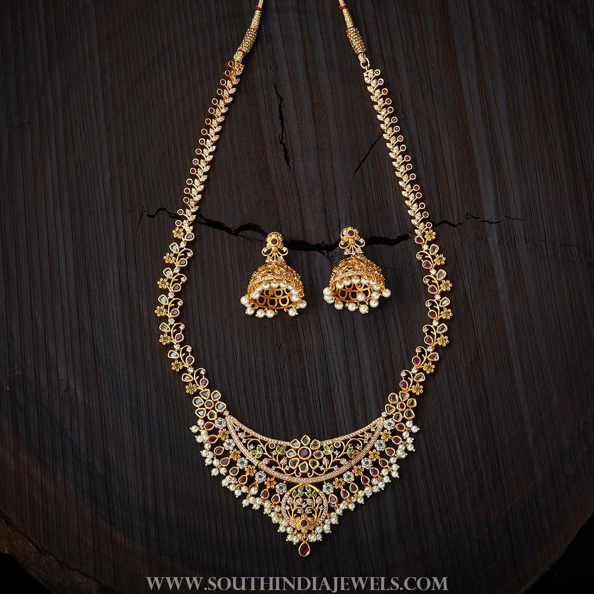 Gold Plated Stone Haram From Kushal's Fashion Jewellery