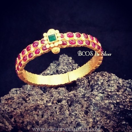 Gold Plated Silver Ruby Bangle