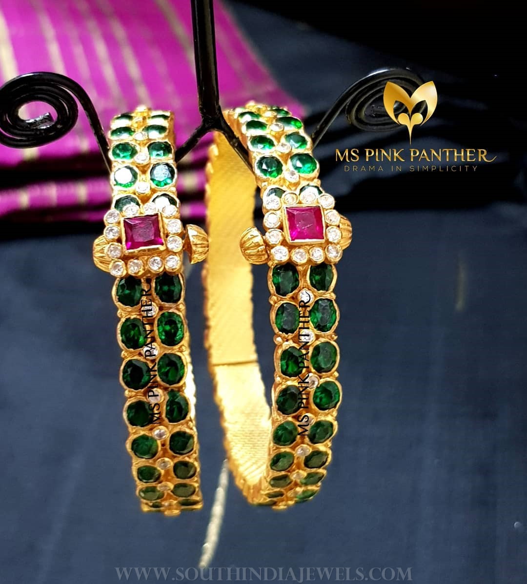 Gold Plated  Emerald Bangle From Ms Pink Panther