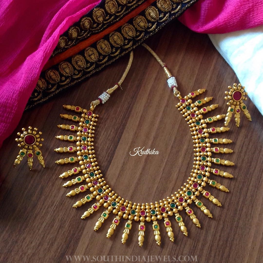 Beautiful One Gram Gold Spike Necklace Set
