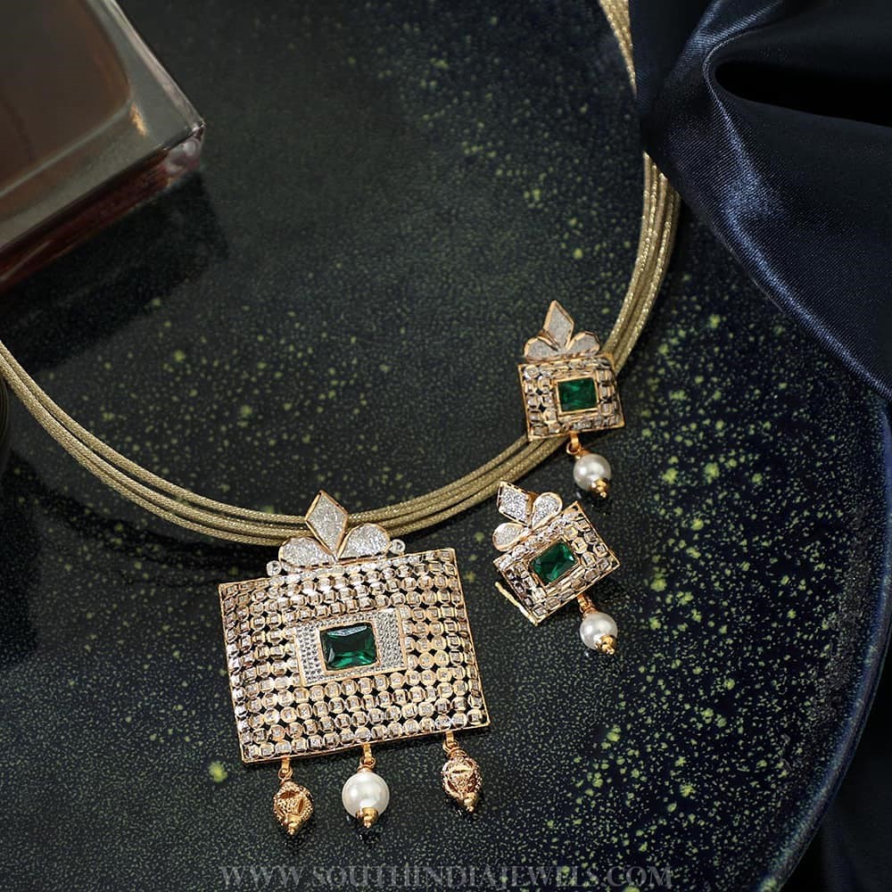 Designer Gold Rhodium Necklace From Manubhai Jewellers