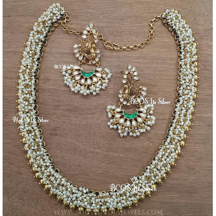 gold plated pearl necklace set