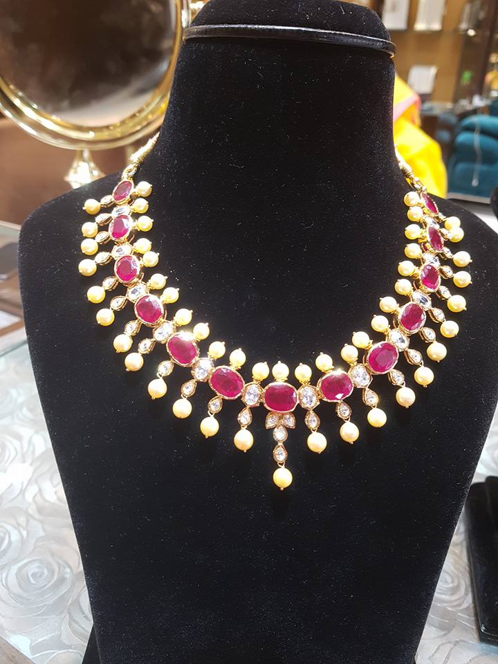 Gold Ruby Necklace From Bhavani Jewellers