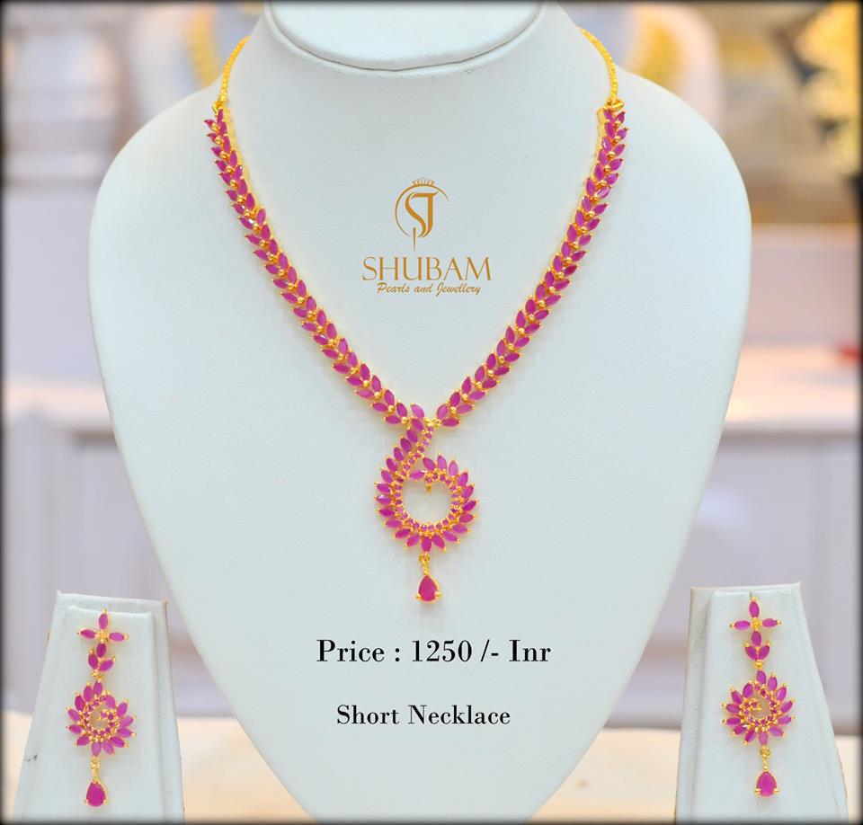 Pretty Short Necklace From Shubam Pearls & Jewellery