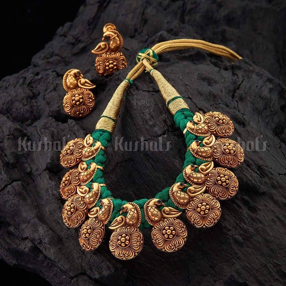 Beauiful Threadwork Necklace Set From Kushal Fashion Jewellery
