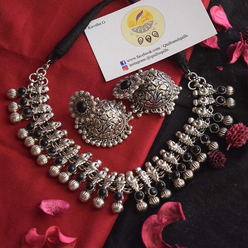 Cute Silver kolhapuri Necklace From Quills & Spills