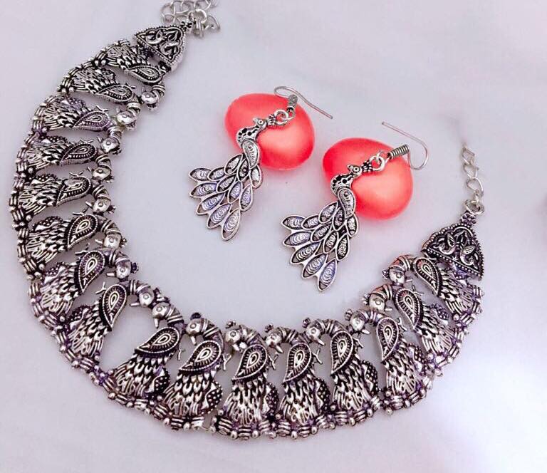 Stylish German Silver Necklace Set From Magha-Store