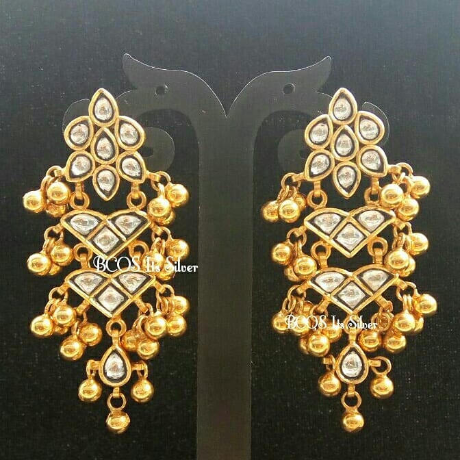 pure silver gold plated kundan bali From Bcos Its-Silver