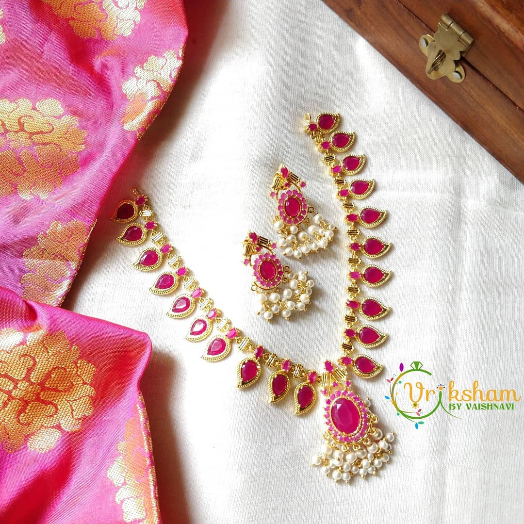 Precious Pink Necklace Set From Vriksham