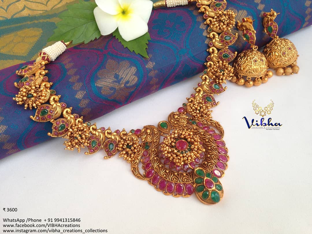 Royal Matt Finish Antique Necklace Set From Vibha Creations