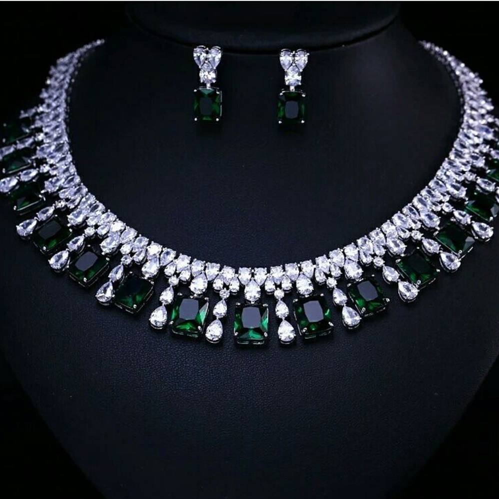 Classic Diamond And Emerald Necklace From Aarni By Shravani ~ South