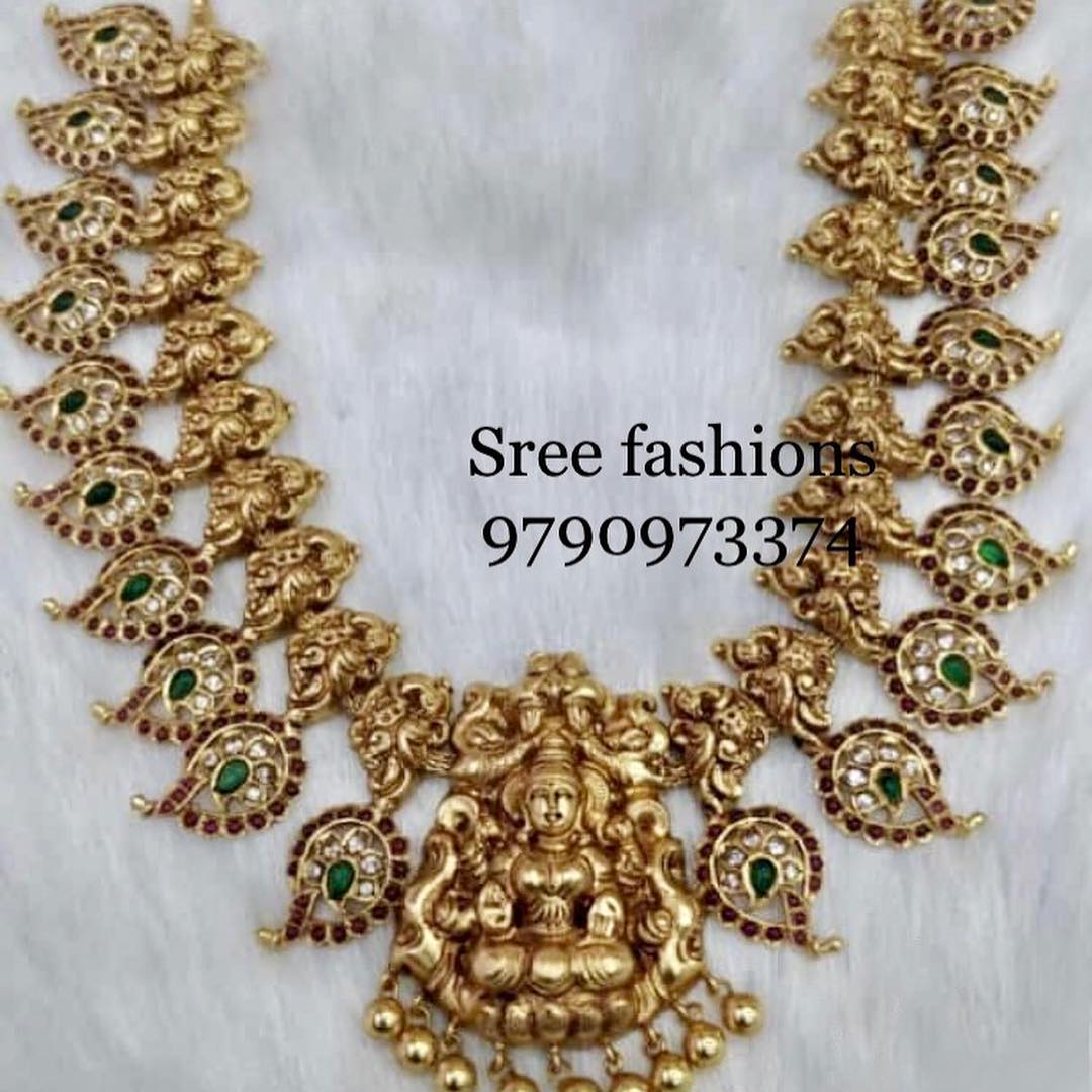 Traditional Temple Necklace From Sree Exotic Silver Jewelleries