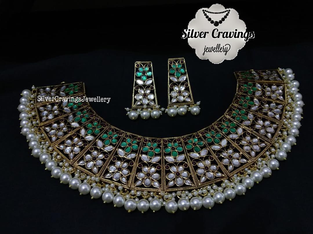 Stunning Silver Kundhan Choker From Silver Cravings Jewellery