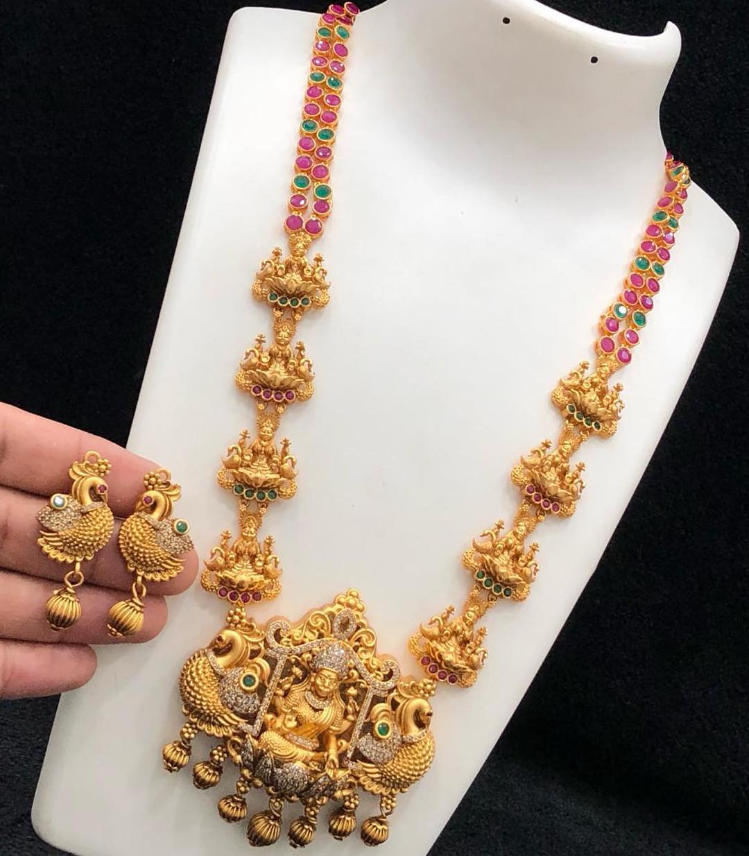 Stunning Temple Necklace Set From Kovai Collections