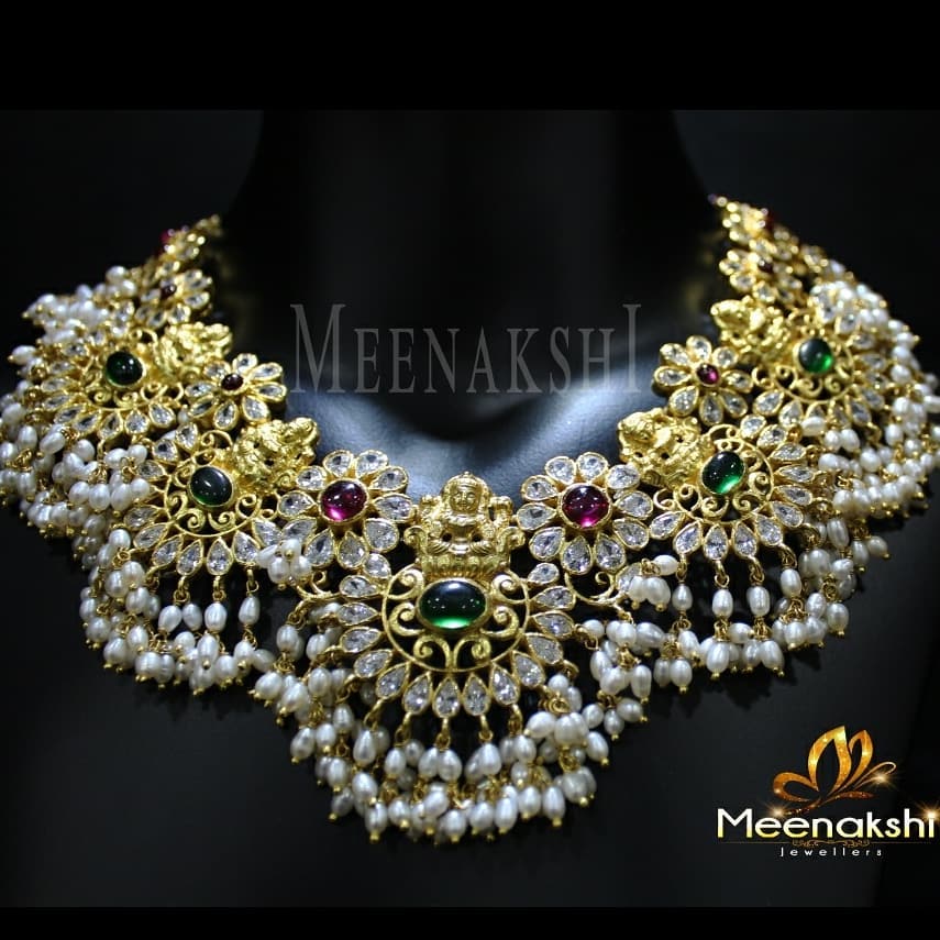 Gorgeous Gold-Plated Silver Necklace From Meenakshi Jewellers