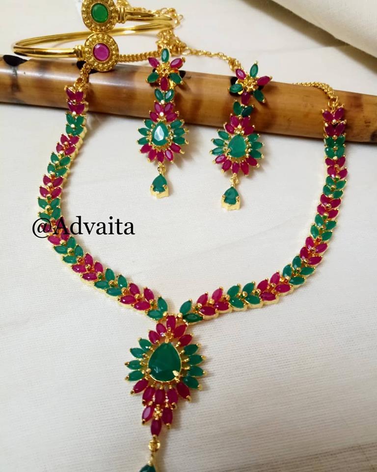 Precious Ruby And Emerald Necklace From Advaita