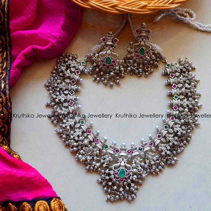 Stylish Necklace Set From Kruthika Jewellery