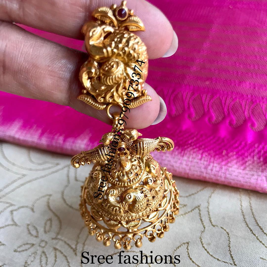 Beautiful Gold Plated Silver Jhumka From Sree Exotic Silver Jewelleries