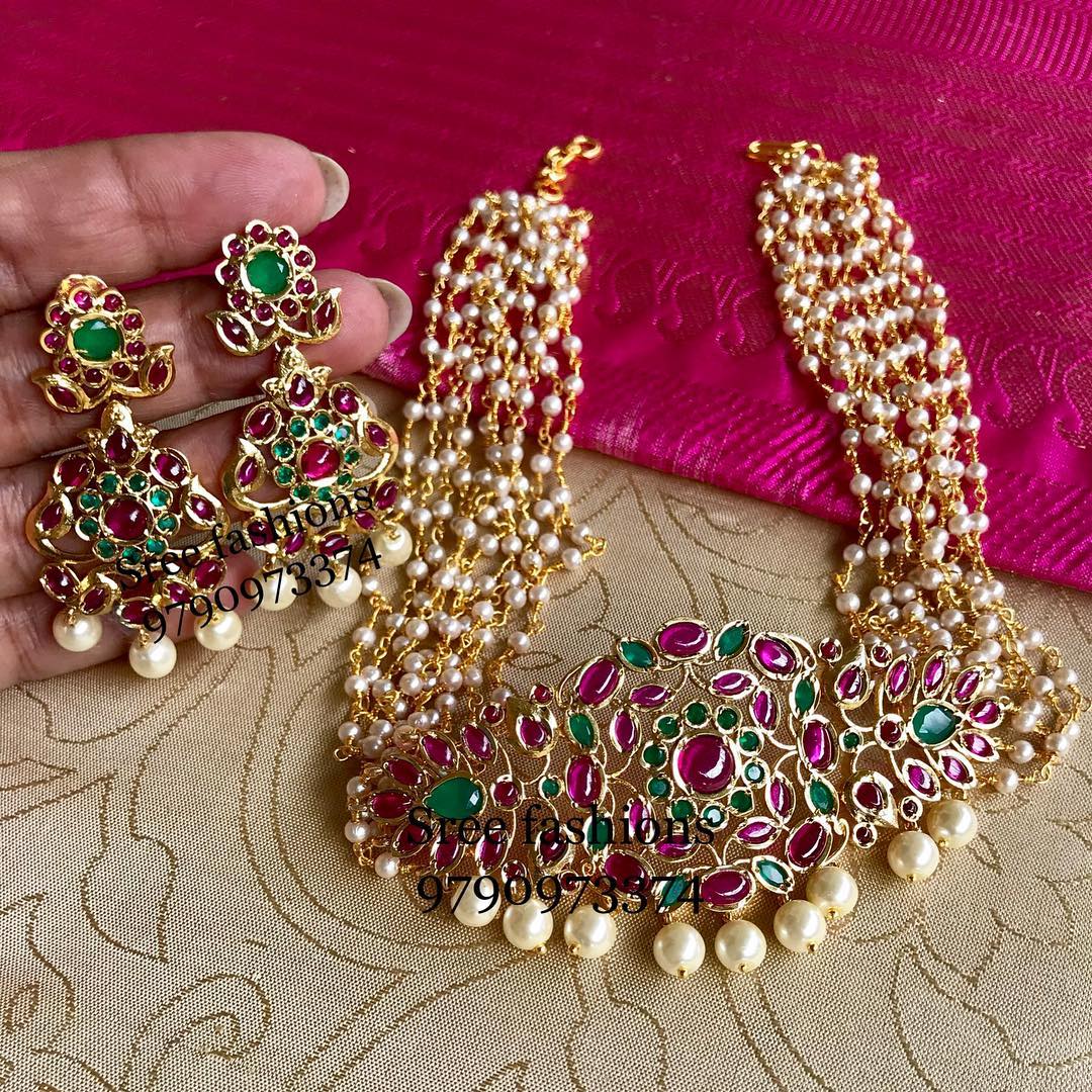 Beautiful Pearl Choker Set From Sree Exotic Silver Jewelleries