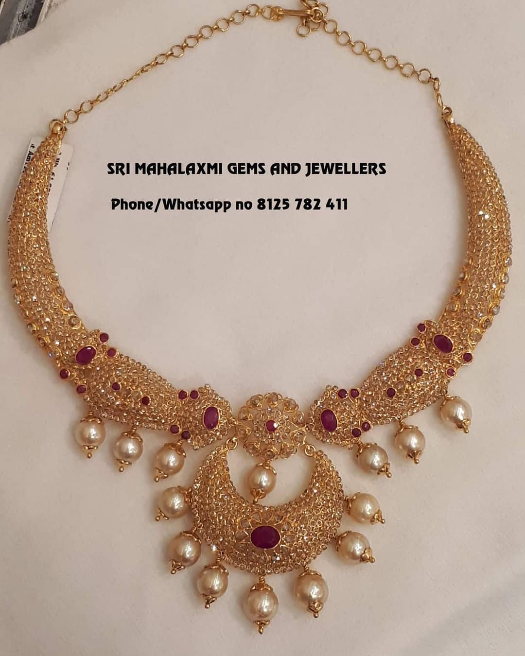 Decorative Diamond Necklace From Sree Mahalakshmi Gems And Jewels