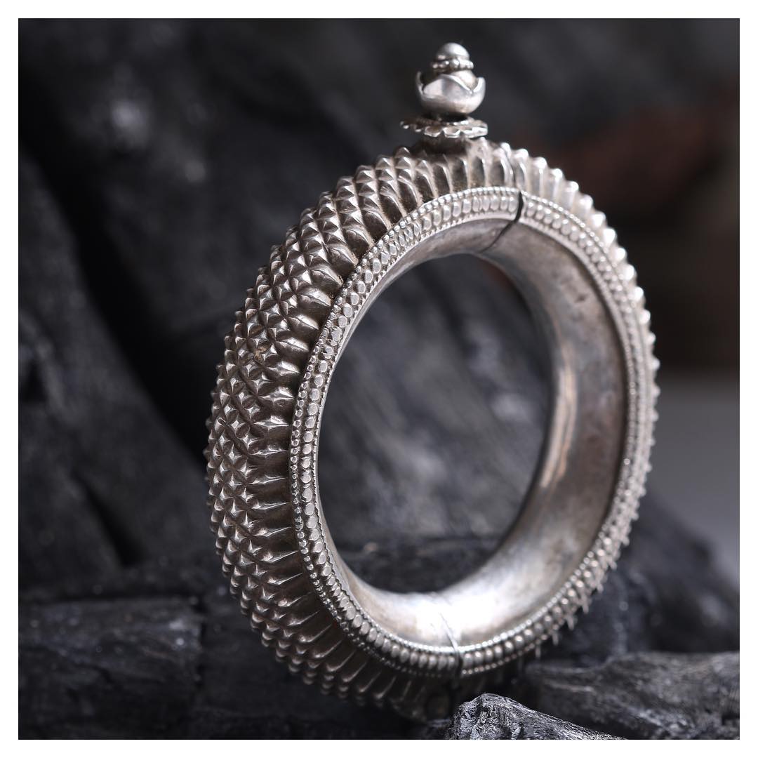 Silver Kada Bracelet with Antique Finish From Aadyaa Originals
