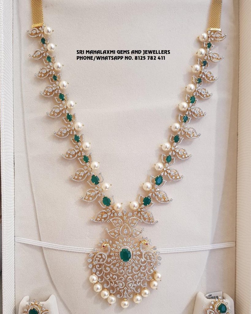 Beautiful Diamond Long Necklace From Sree Mahalakshmi Gems And Jewellers