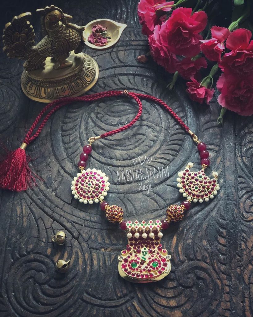 Precious Necklace With Rudra Balls From Abharanam
