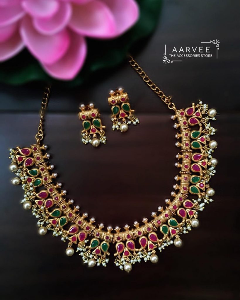 Simple Matte Finish Necklace Set From Aarvee
