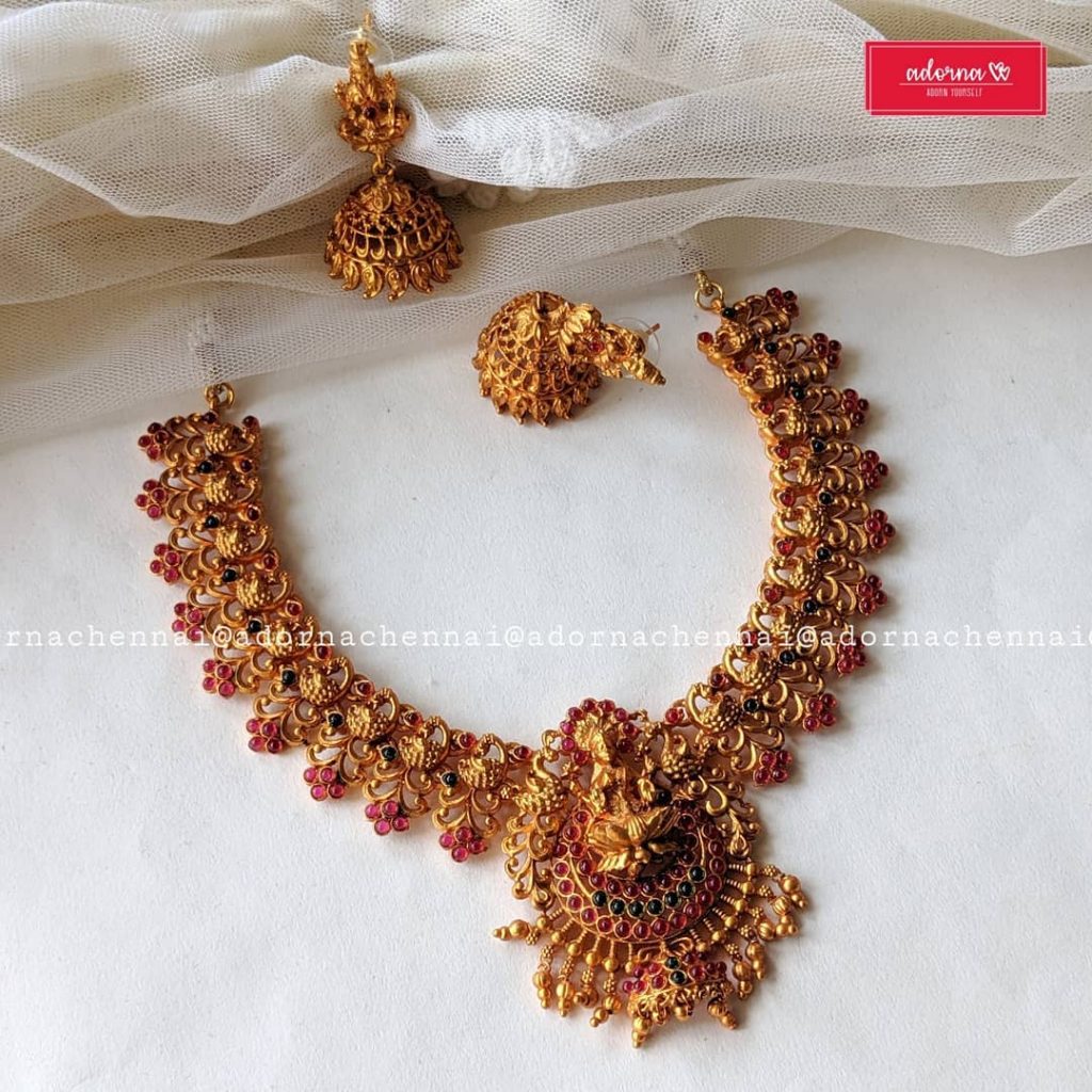 Decorative Temple Necklace Set From Adorna Chennai