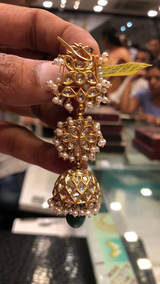 Ethnic Gold Earring From Premraj Shantilal Jain Jewellers