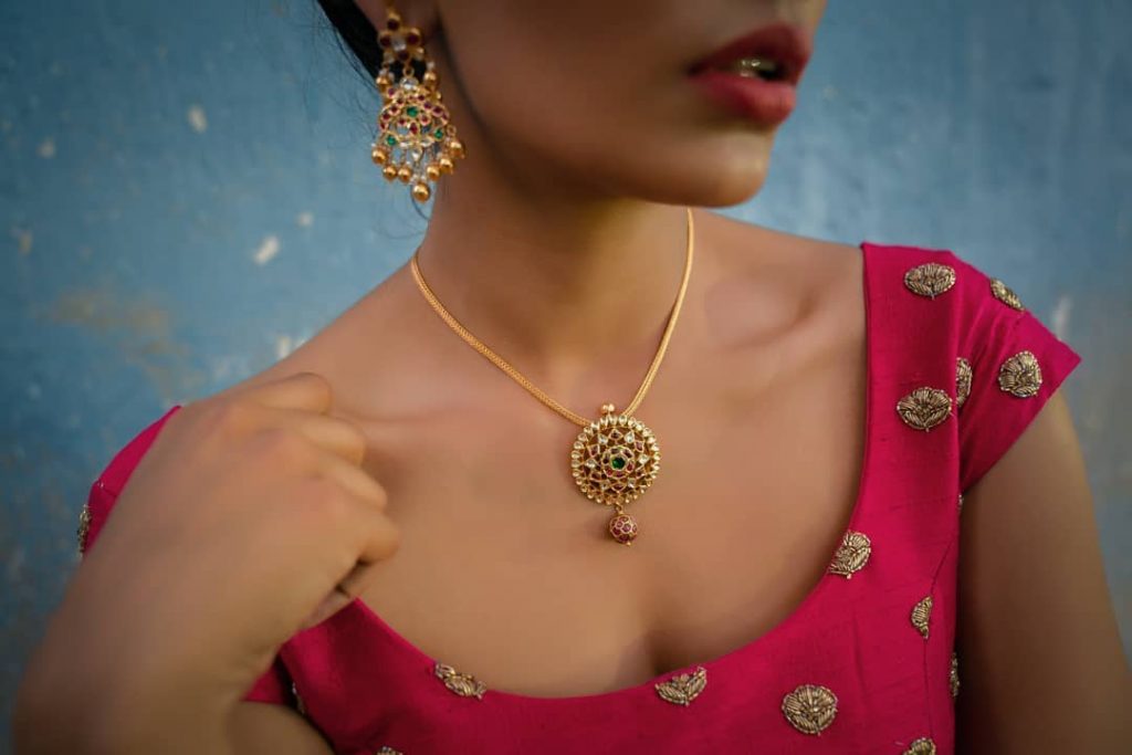 Pretty Gold Necklace Set From Aarni By Shravani
