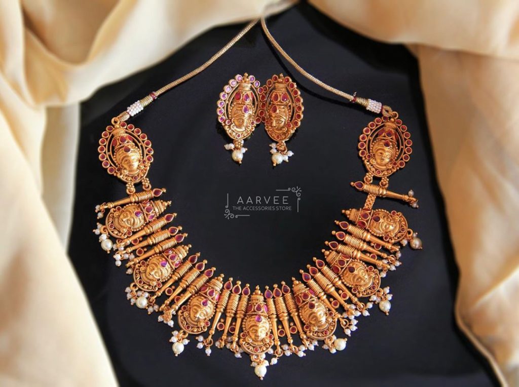 Unique Temple Necklace Set From Aarvee
