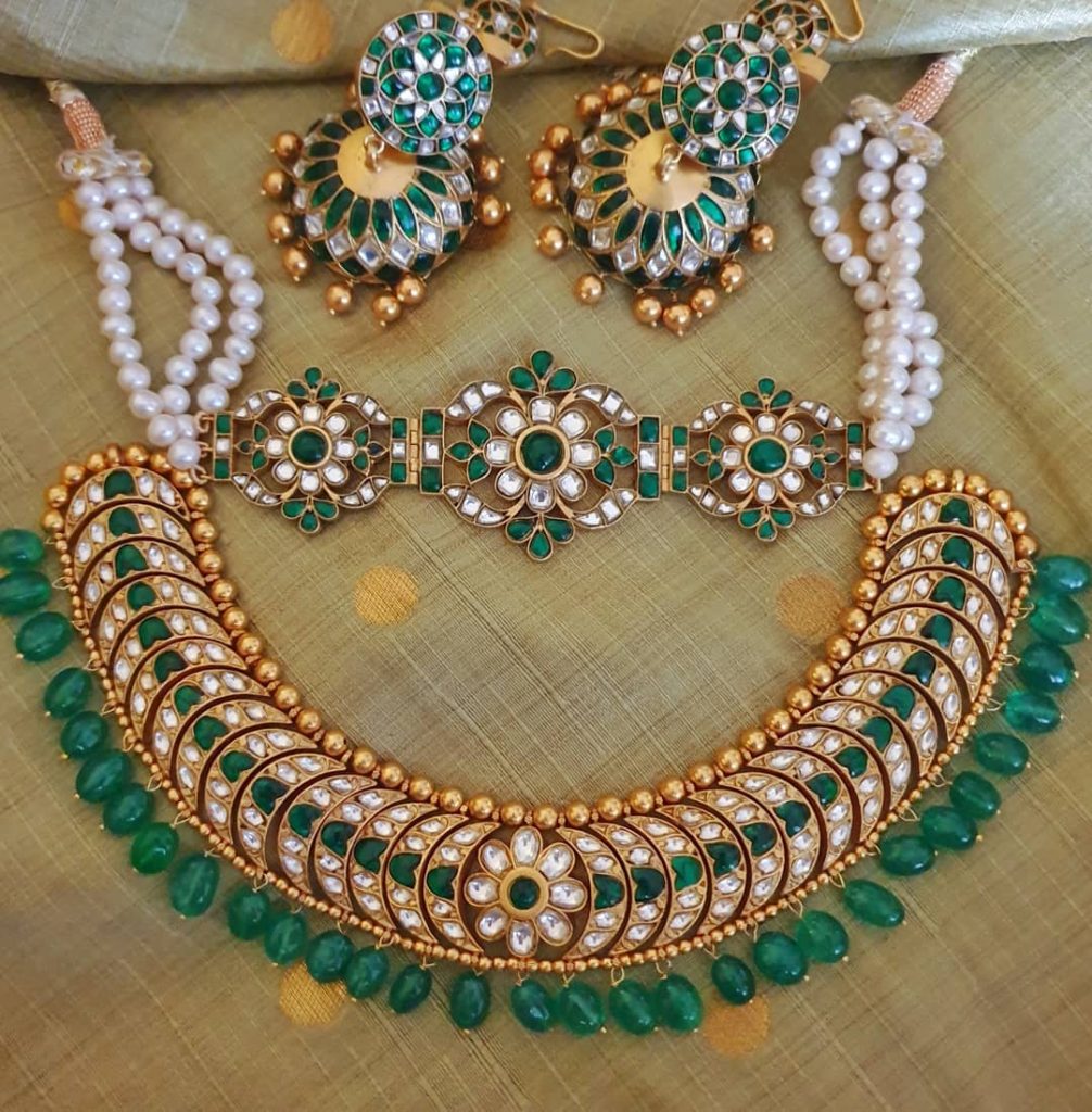 Adorable Silver Kundan Necklace Set From Rajatamaya