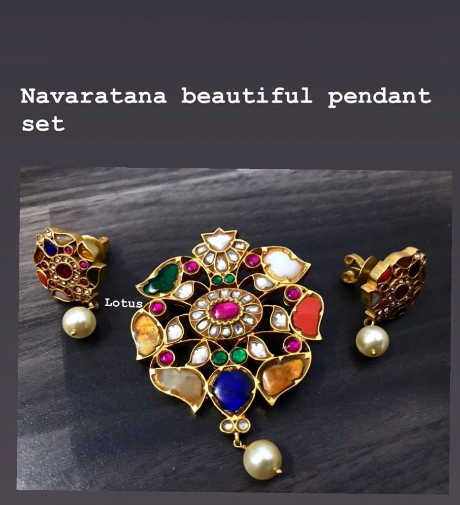 Beautiful Navarathna Pendant Set From Lotus Silver Jewellery