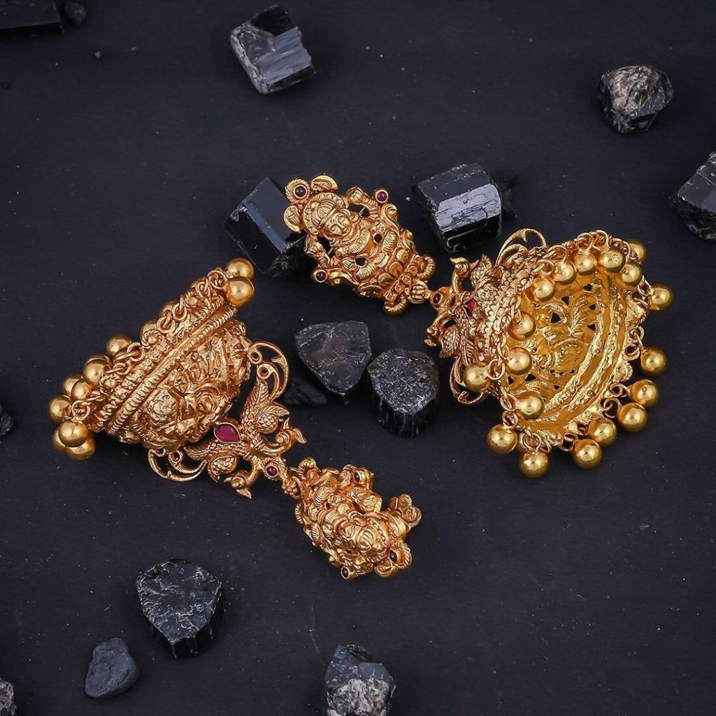 Beautiful Temple Jhumkas From 925 Silver