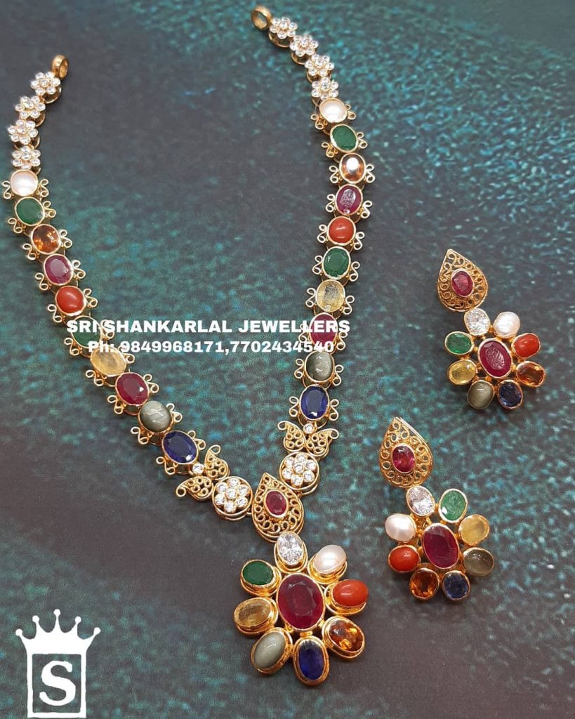 Evergreen Navarathna Necklace Set From Sri Shankarlal Jewellers