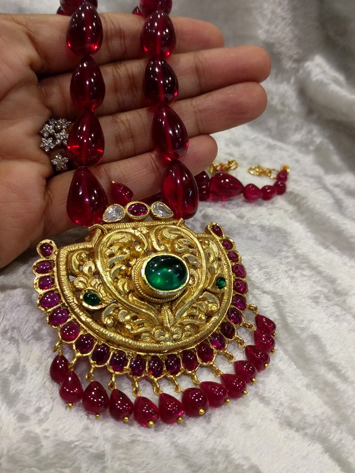 Gorgeous Beaded Necklace From Samskruthi Jewellers