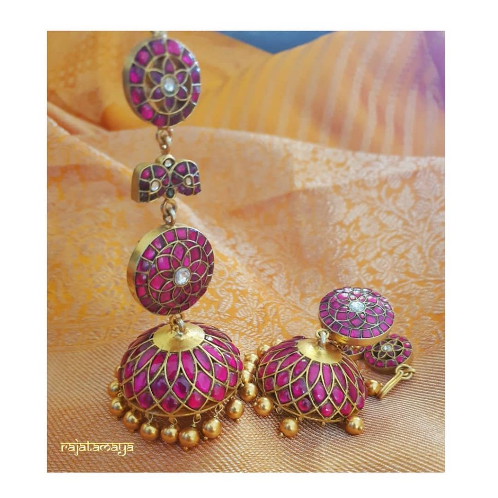 Handmade Cute Kundan Earrings From Rajatamaya