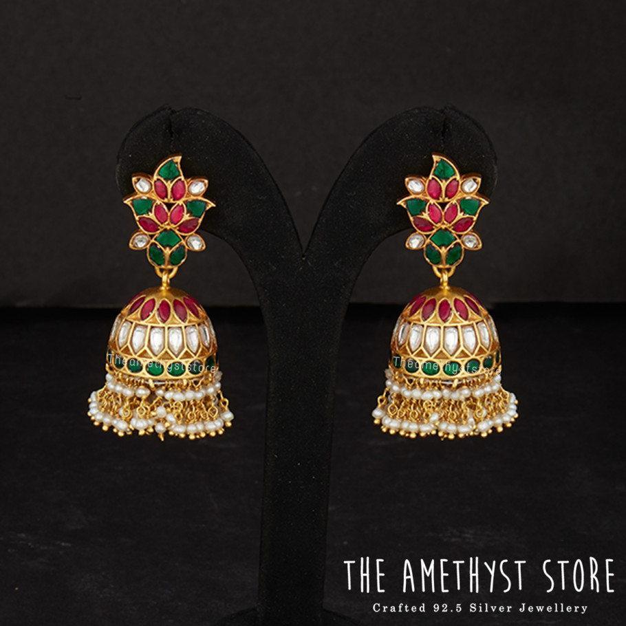 Traditional Silver Jhumkas From The Amethyst Store