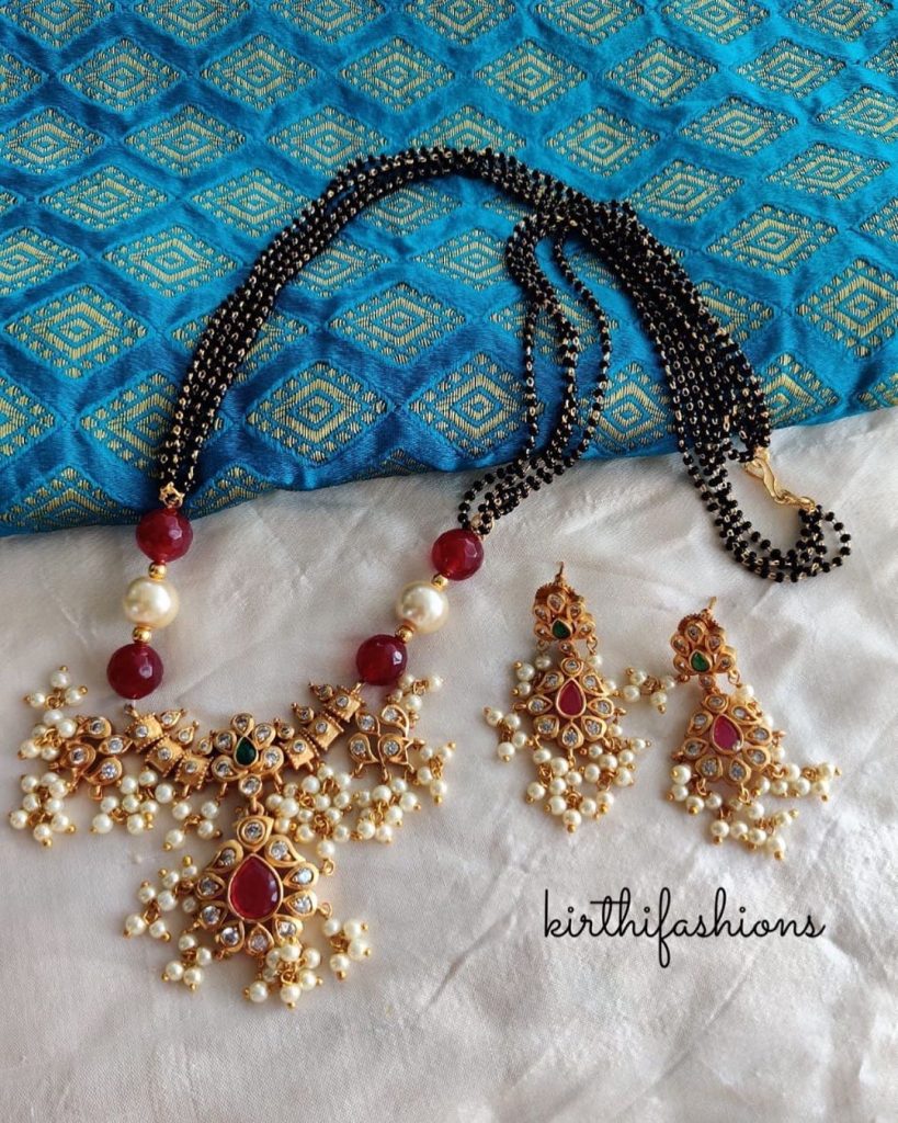 Pretty Black Beaded Necklace From Kirthi Fashions