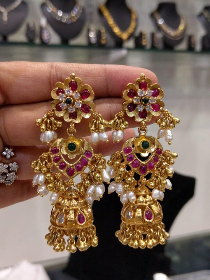 Stunning Gold Plated Silver Jhumkas From Samskruthi Jewellers