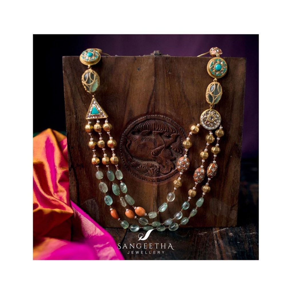 Traditional Gold Layered Necklace From Sangeetha916Gold
