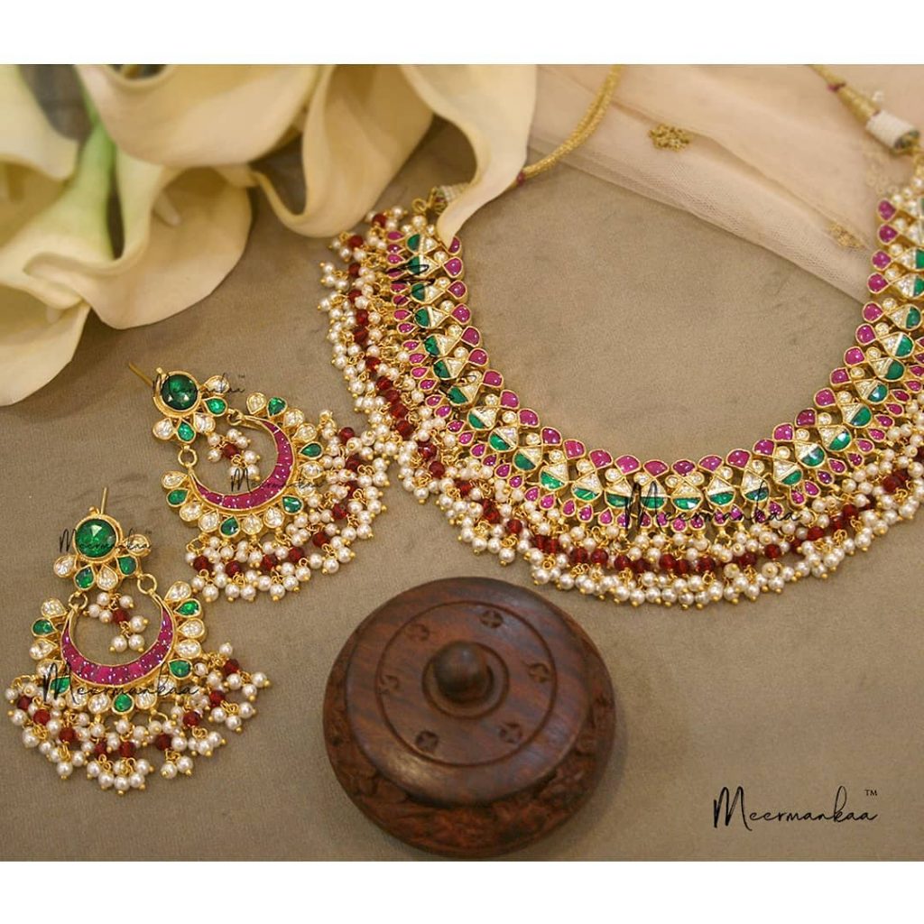 Beautiful Pearl Necklace Set From Meermankaa